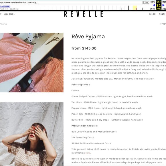 Revelle The Rêve Pajama Set in Flame Stripe Shirting EUC XL - Picture 7 of 10